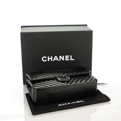 Chanel Lambskin Chevron Medium Double Flap So Black 4 of 9