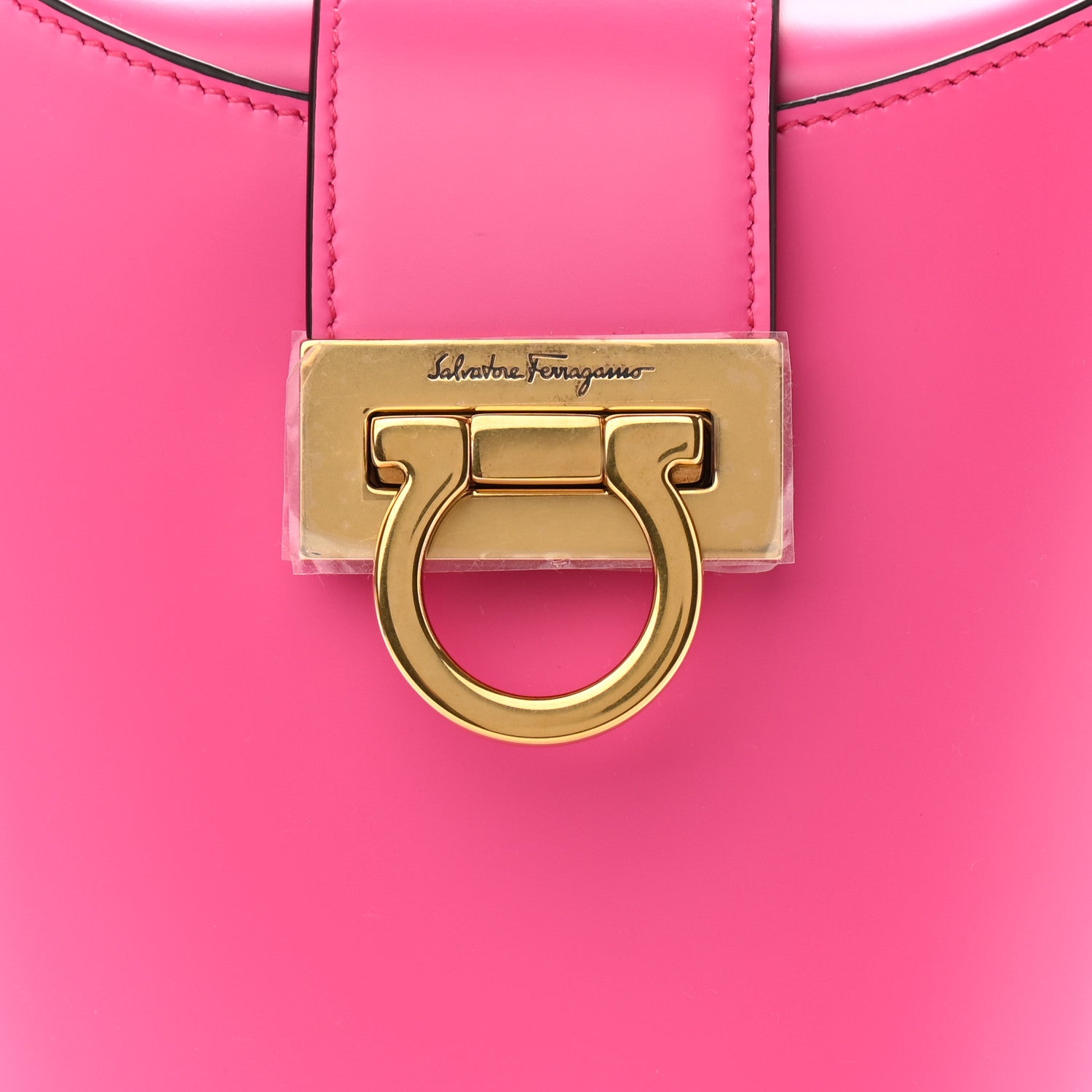 Salvatore Ferragamo Calfskin Small Trifolio Bucket Shoulder Bag Hot Pink 7 of 12
