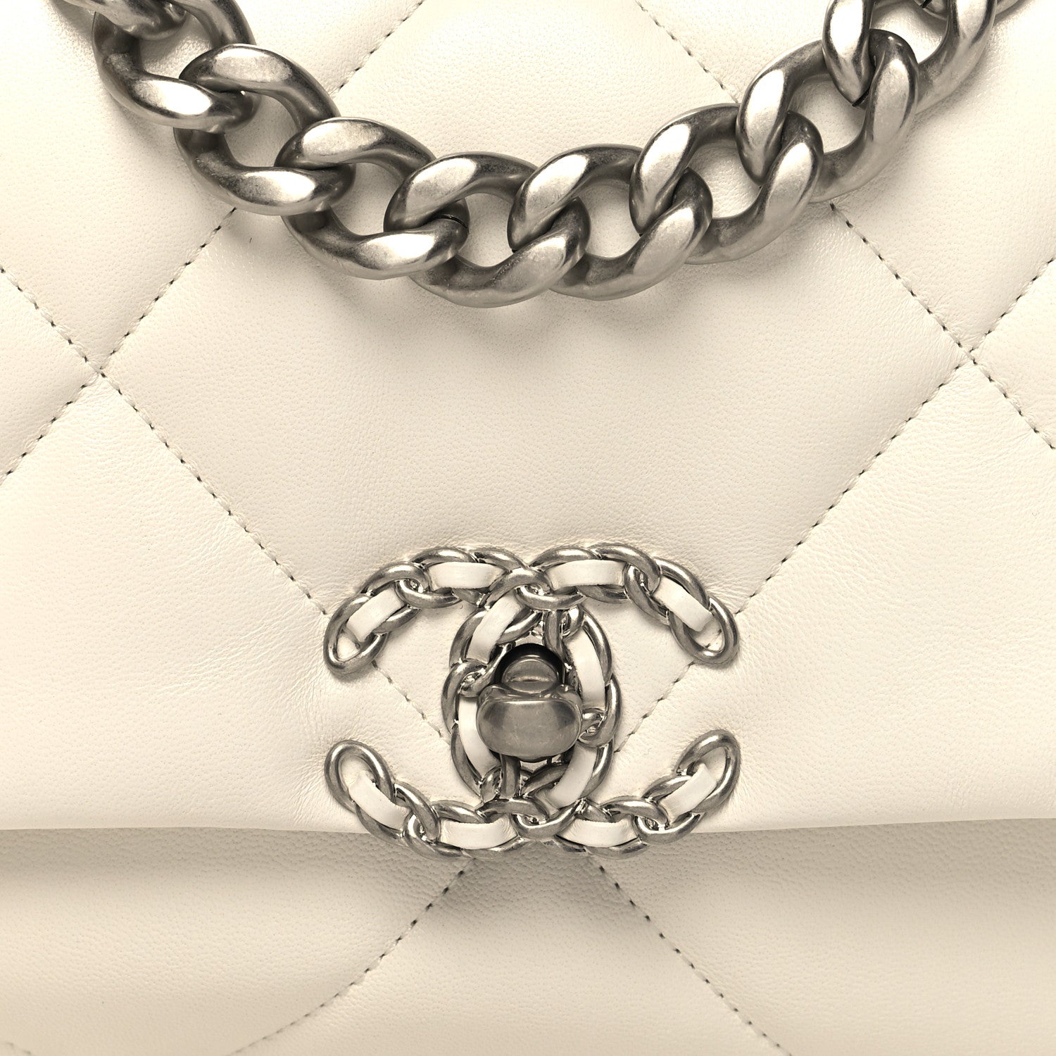 Chanel Lambskin Quilted Medium Chanel 19 Flap White 8 of 10