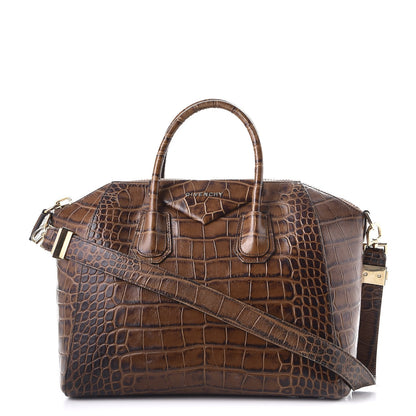 Givenchy Calfskin Crocodile Embossed Medium Antigona Brown 1 of 9