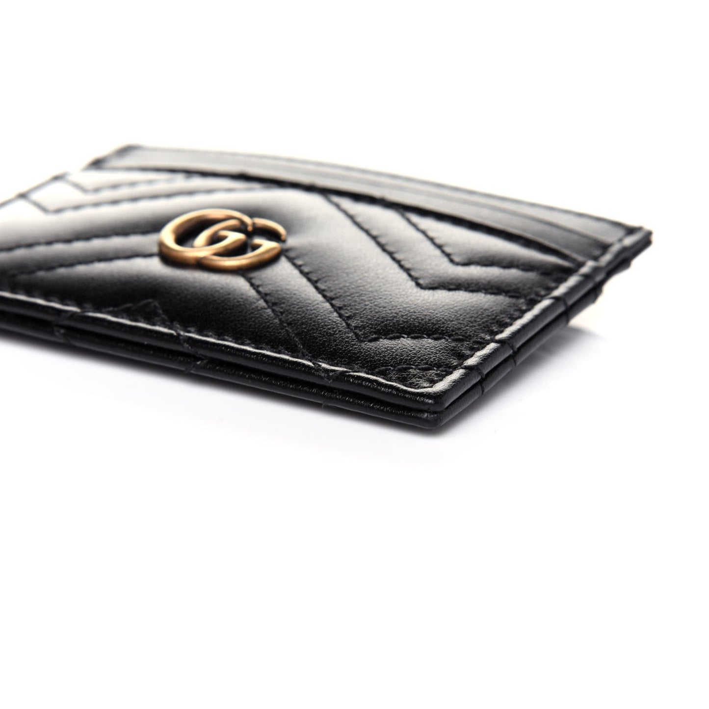 Calfskin Matelasse GG Marmont Card Holder Black