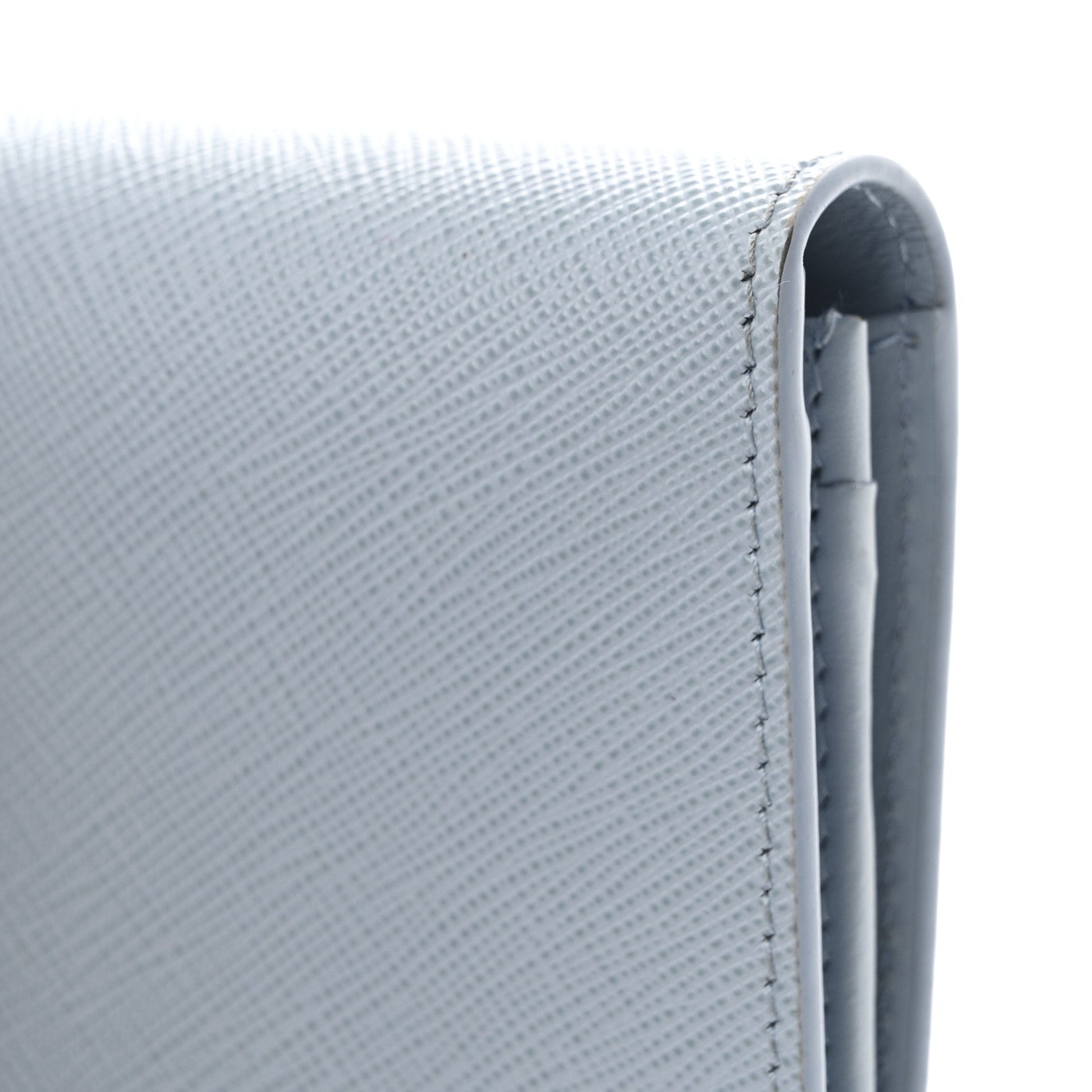 Prada Saffiano Smooth Calfskin Large Tab Wallet Light Blue 8 of 8