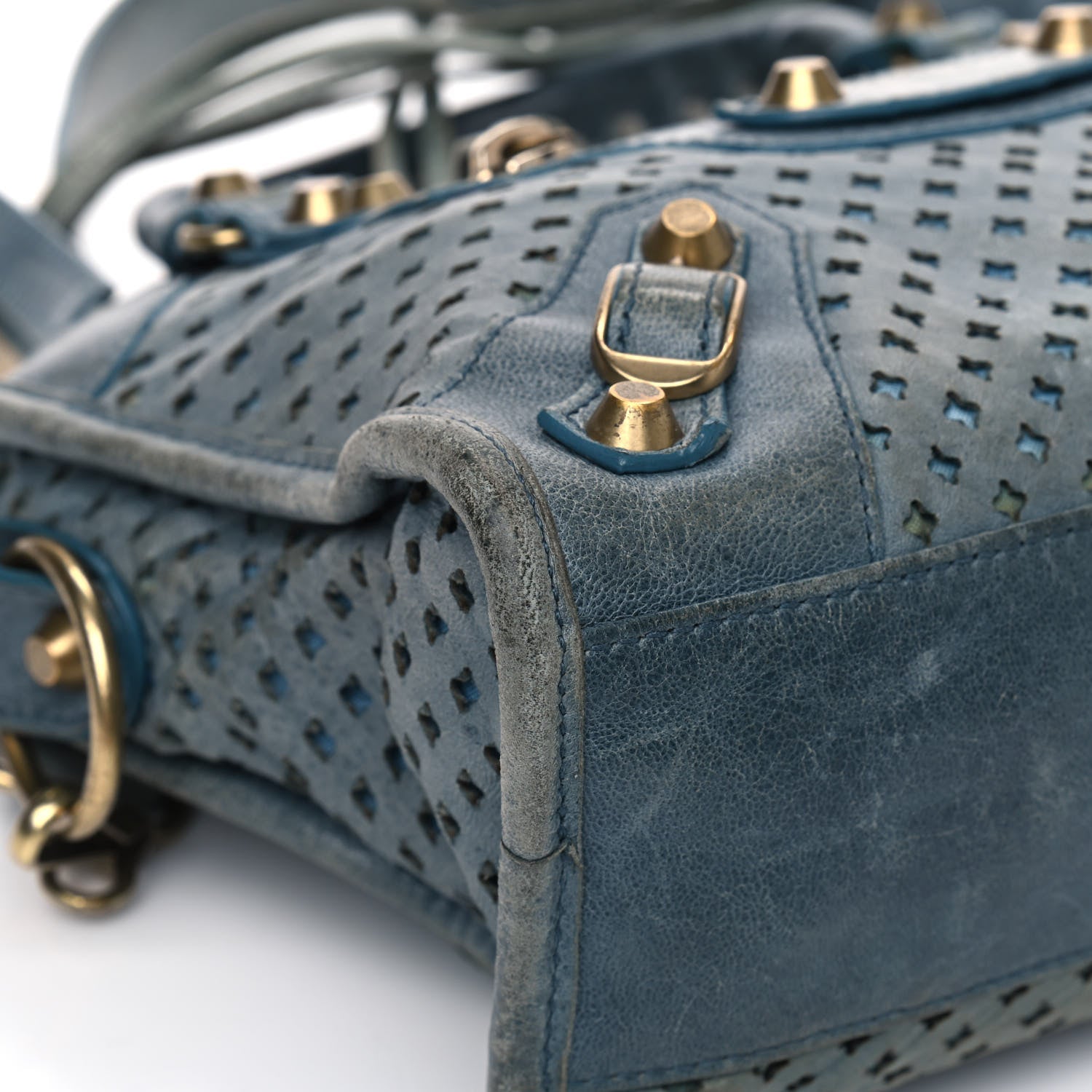 Balenciaga Agneau Laser Cut Cross Classic Gold Hardware Mini City 6 of 20