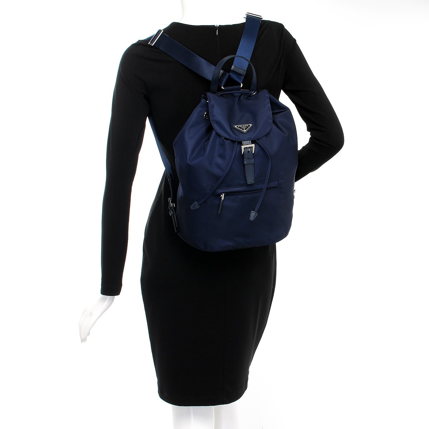 Nylon Vela Saffiano Medium Cinch Backpack Baltico