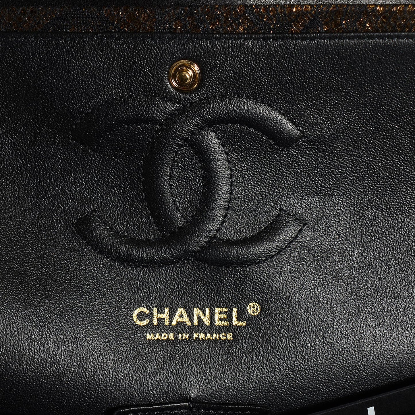 Lace Metallic Goatskin Medium Double Flap Gold