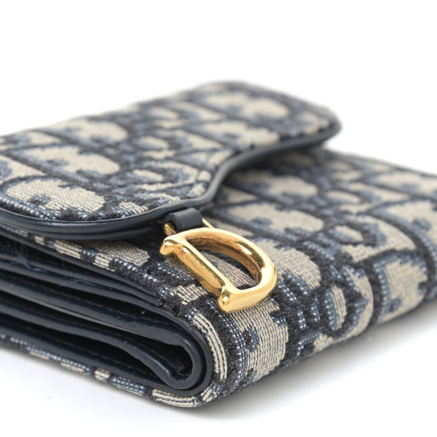 Christian Dior Oblique Saddle Lotus Wallet Blue 4 of 9