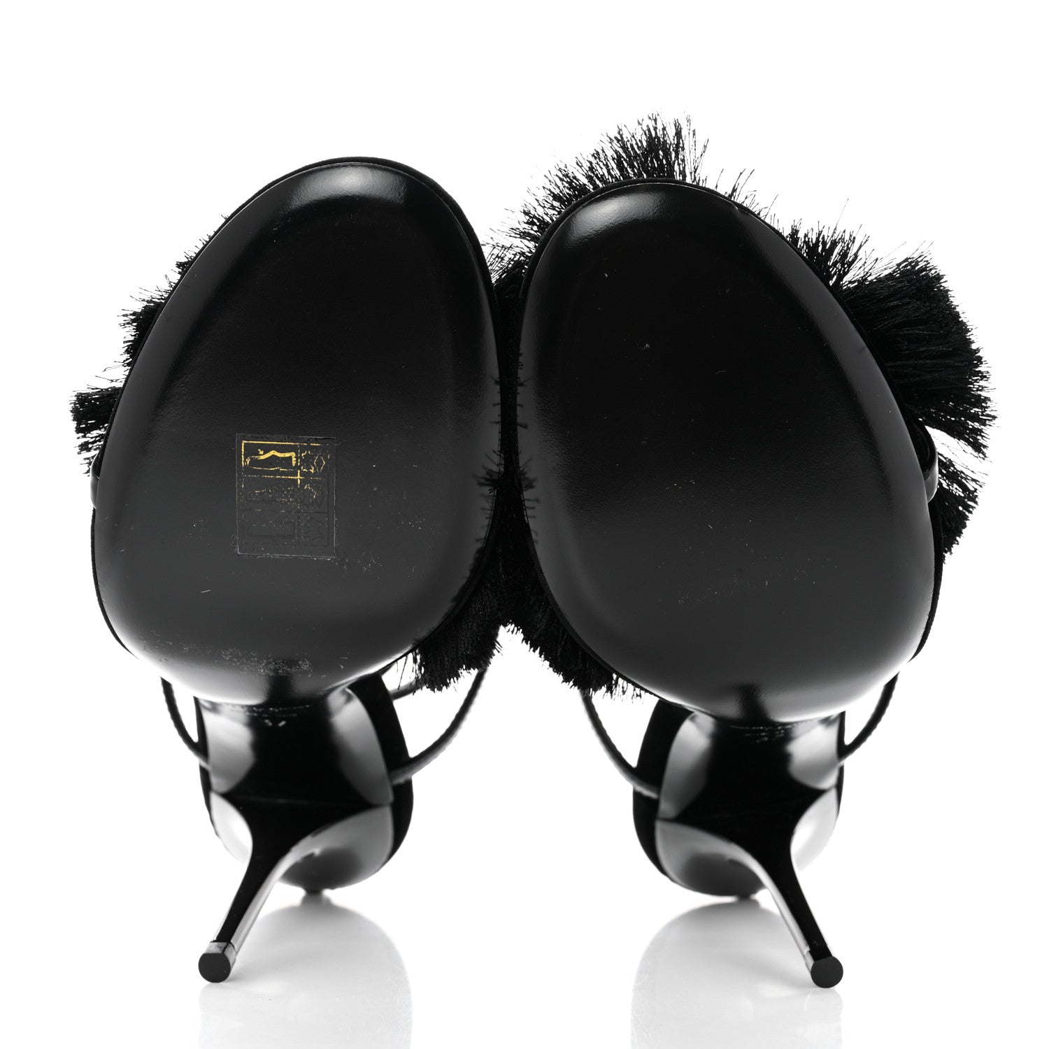 Saint Laurent Vernice Chiffon Tassel Embellished Pierre Pon Pon 110 Sandals 37 Black 6 of 7