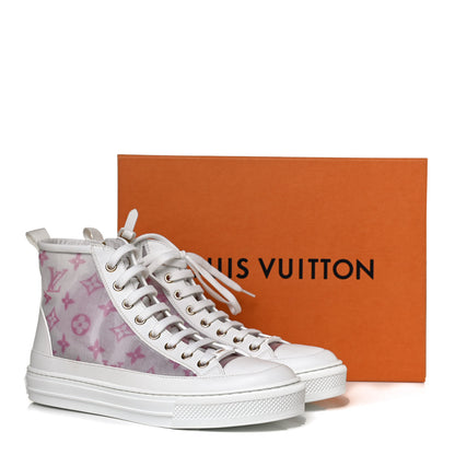 Louis Vuitton Technical Fabric Calfskin Monogram Printed Stellar Sneaker Boots 36 Pink 10 of 10