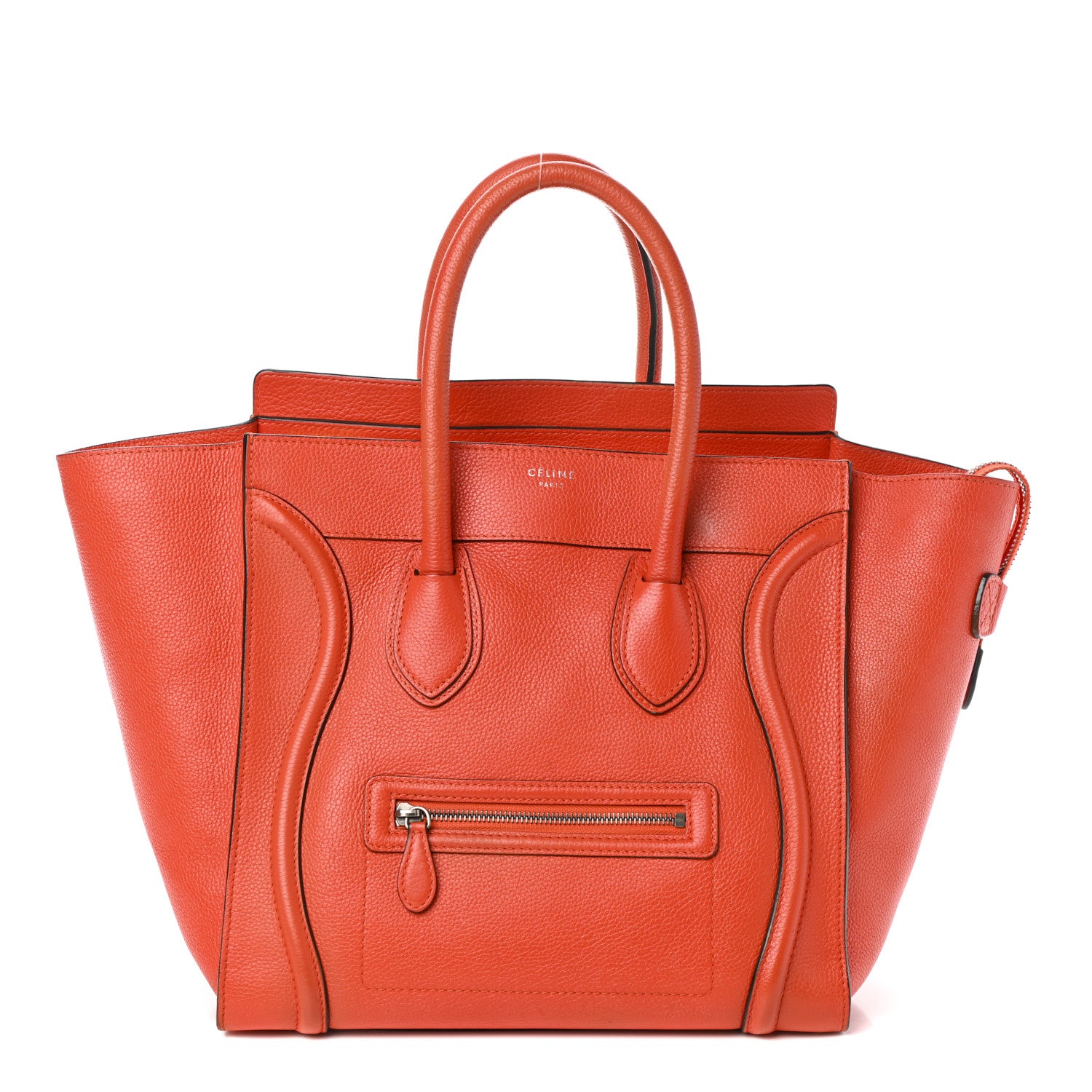 Celine Drummed Calfskin Mini Luggage Vermillion 1 of 9