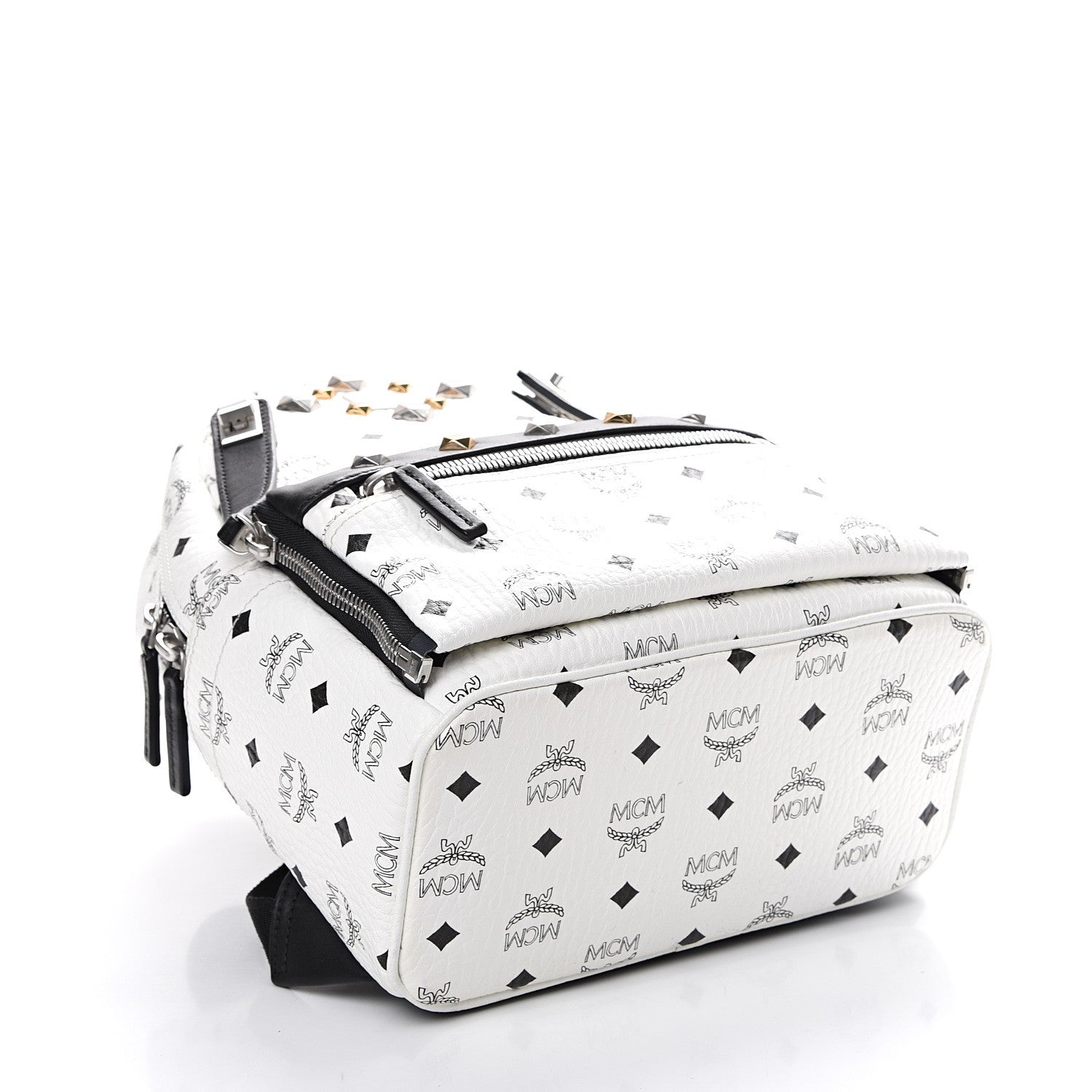 MCM Visetos Studded Small Dual Stark Backpack White 4 of 11