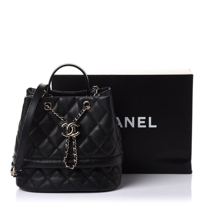 Chanel Caviar Quilted Rolled Up Bucket Drawstring Bag Black 12 of 12