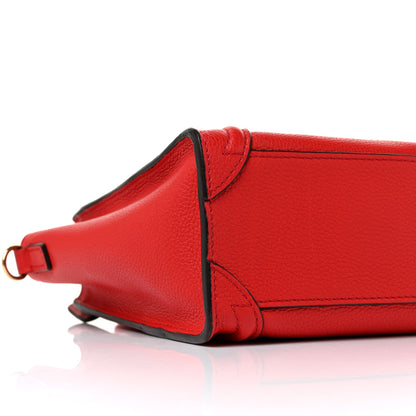 Celine Drummed Calfskin Nano Luggage Red 6 of 7