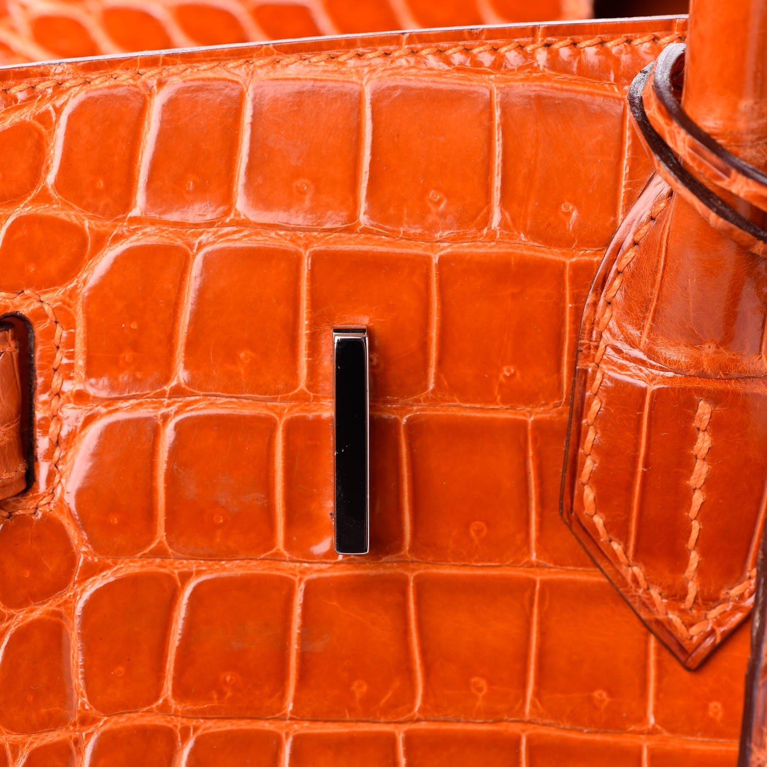 Hermes Shiny Porosus Crocodile Birkin 30 Orange 13 of 29