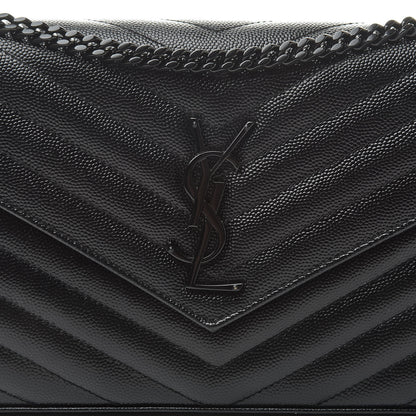 Saint Laurent Grain De Poudre Matelasse Chevron Monogram Chain Wallet Black 7 of 12