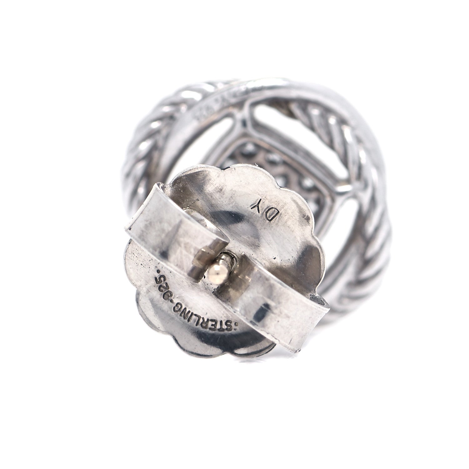David Yurman Sterling Silver Diamond 13mm Infinity Earrings 5 of 6