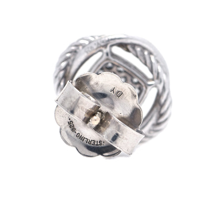 David Yurman Sterling Silver Diamond 13mm Infinity Earrings 5 of 6