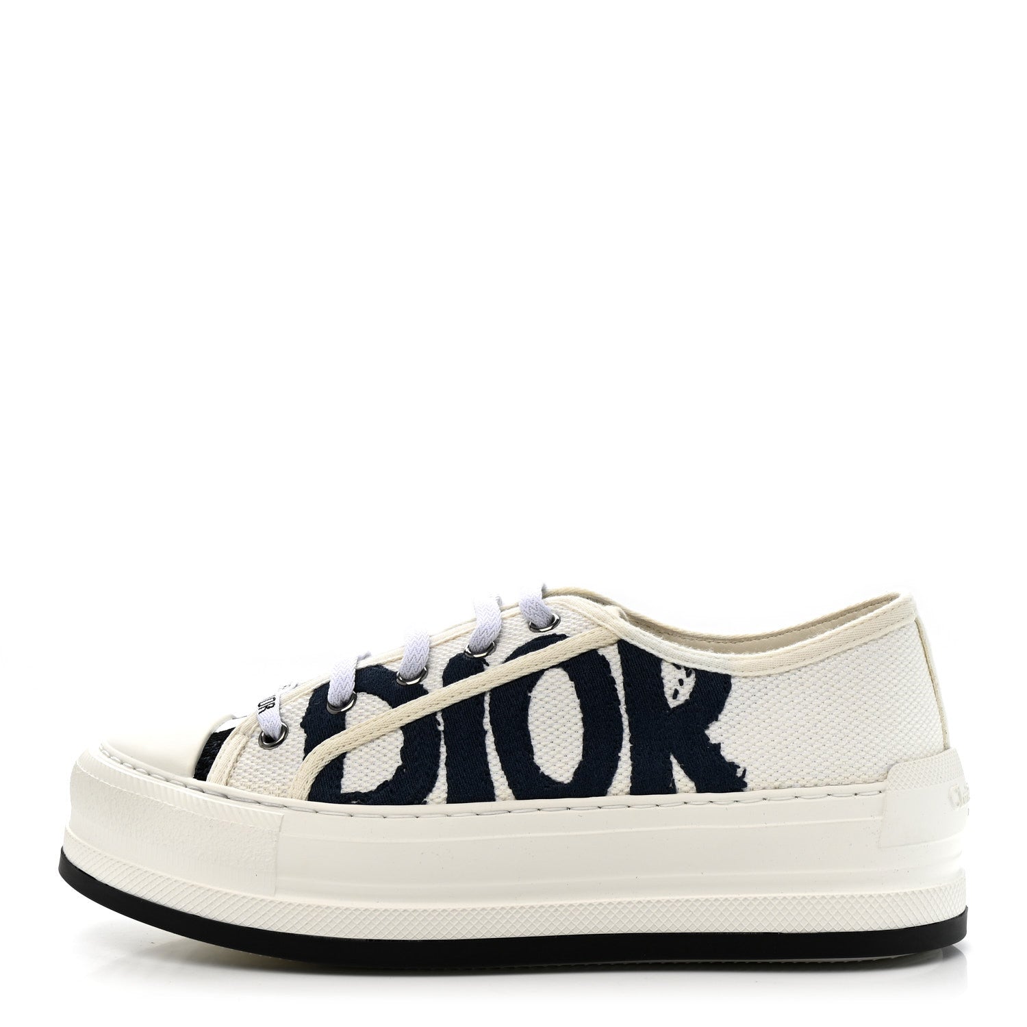 Christian Dior Canvas Embroidered Miss Dior Graffiti Walk'N'Dior Platform Sneakers 37 White Deep Blue 1 of 8