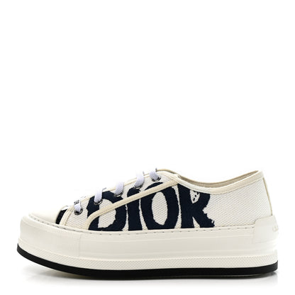 Christian Dior Canvas Embroidered Miss Dior Graffiti Walk'N'Dior Platform Sneakers 37 White Deep Blue 1 of 8