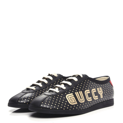 Gucci X SEGA Calfskin GUCCY Stars Mens Falacer Sneakers 7 Black 3 of 10