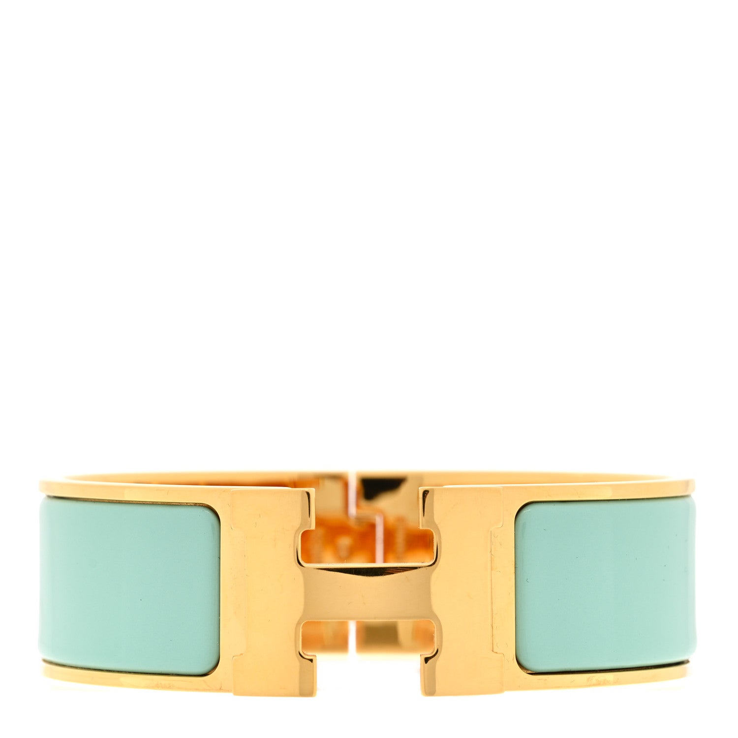 Hermes Enamel Wide Clic Clac H Bracelet PM Vert Argile 1 of 3