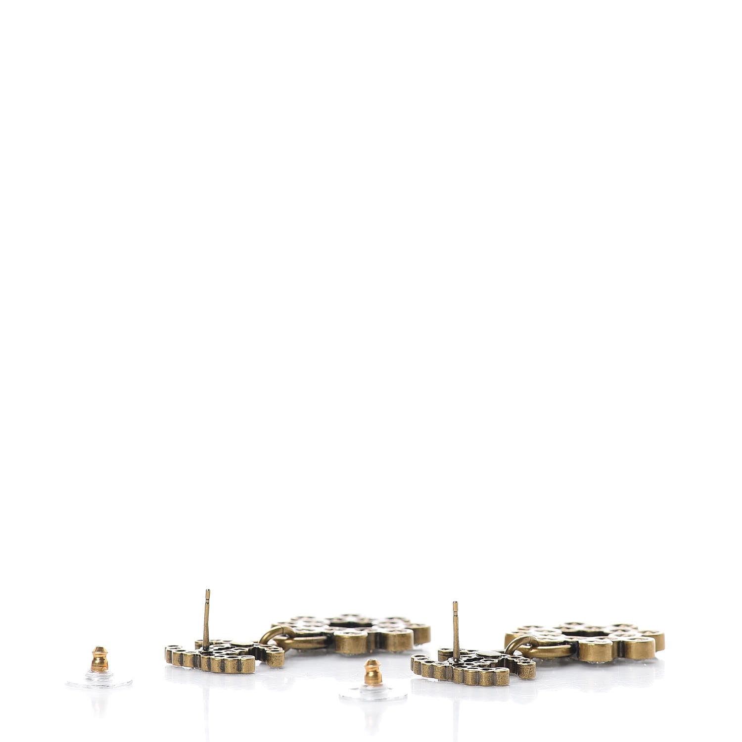 Chanel Crystal Strass CC City of Lights Cluster Dangle Earrings Gold 3 of 5