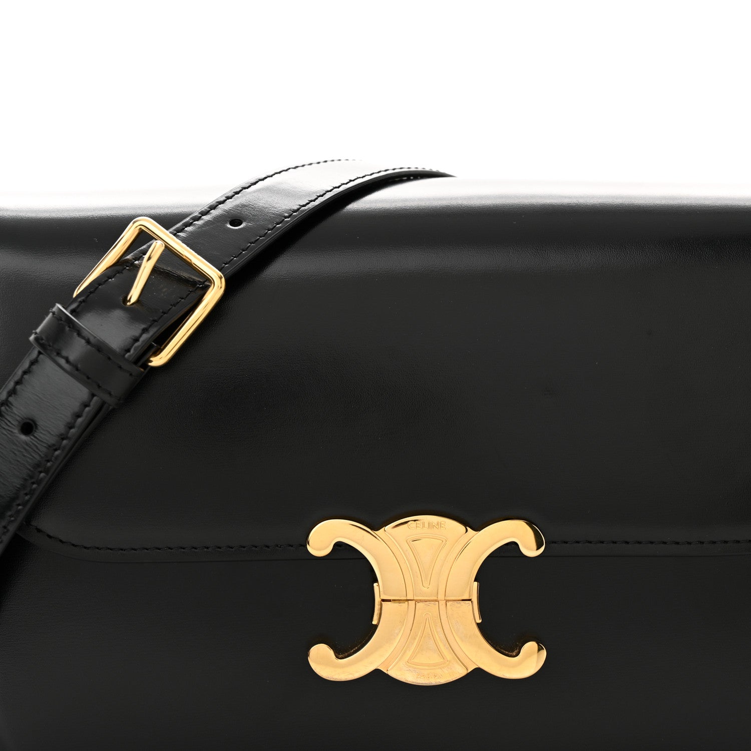 Celine Shiny Calfskin Medium Triomphe Black 8 of 14