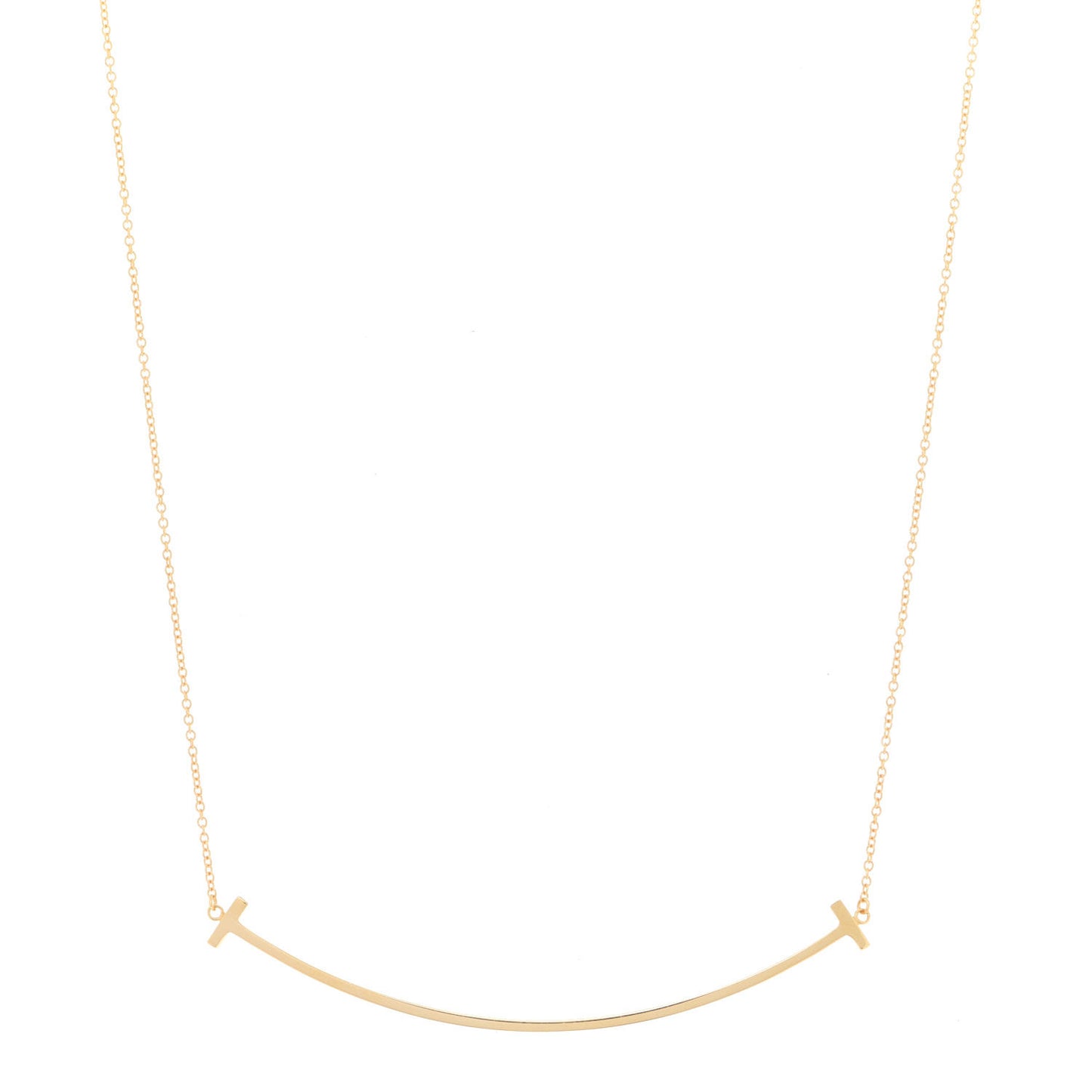 18K Yellow Gold Large T Smile Pendant Necklace