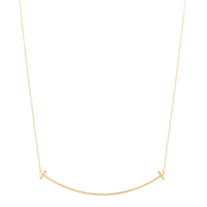 Tiffany 18K Yellow Gold Large T Smile Pendant Necklace 1 of 5