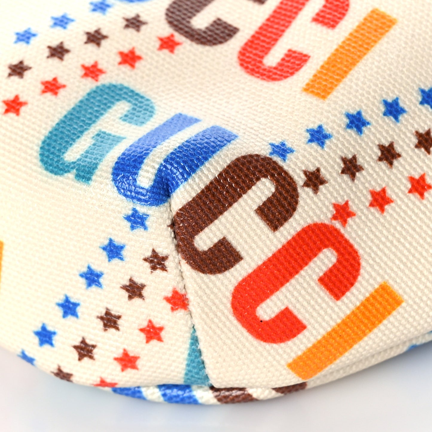 Coated Canvas Logo Star Print Childrens Belt Bag Beige Multicolor Vibrant Orange