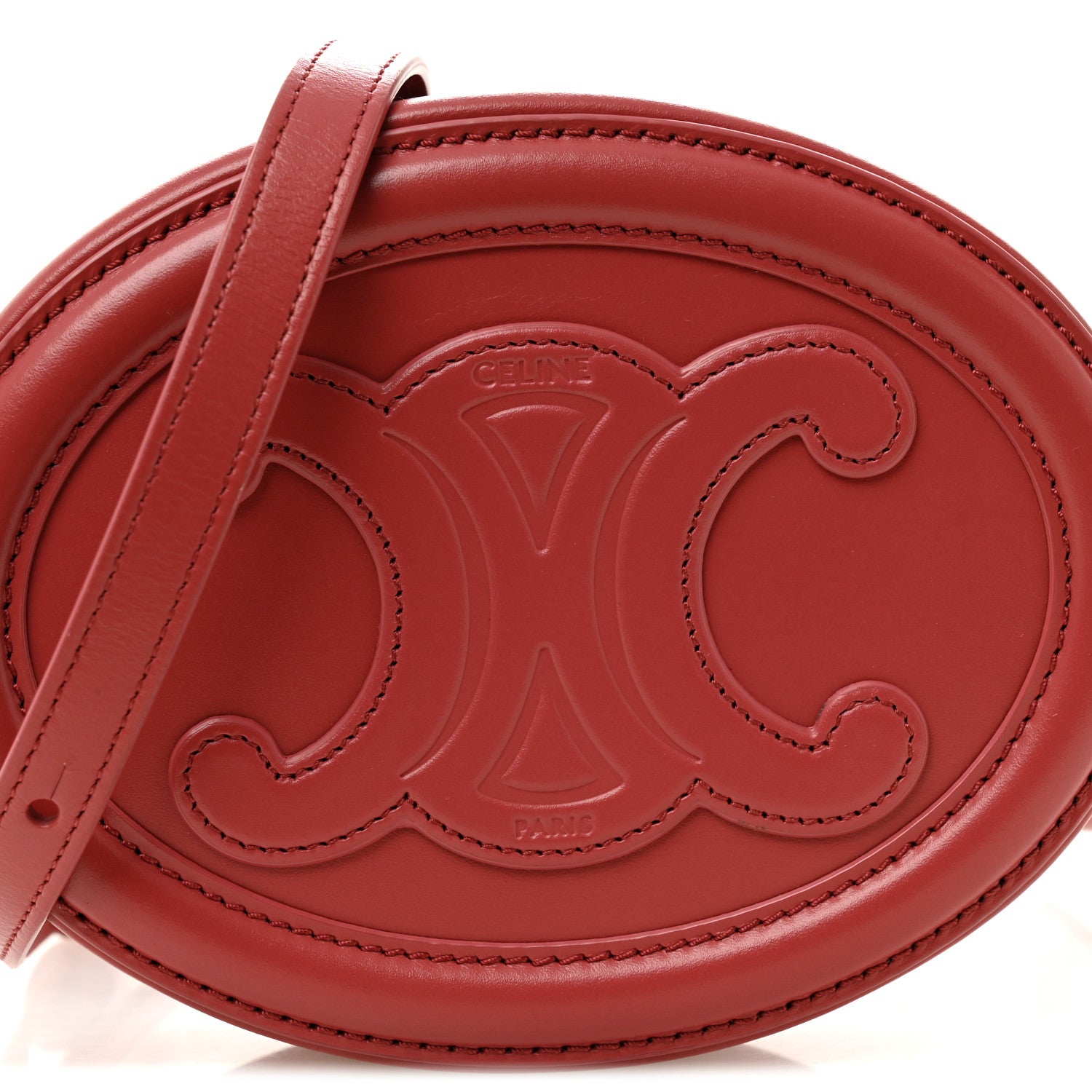 Celine Smooth Calfskin Small Triomphe Oval Crossbody Purse Lipstick 8 of 10