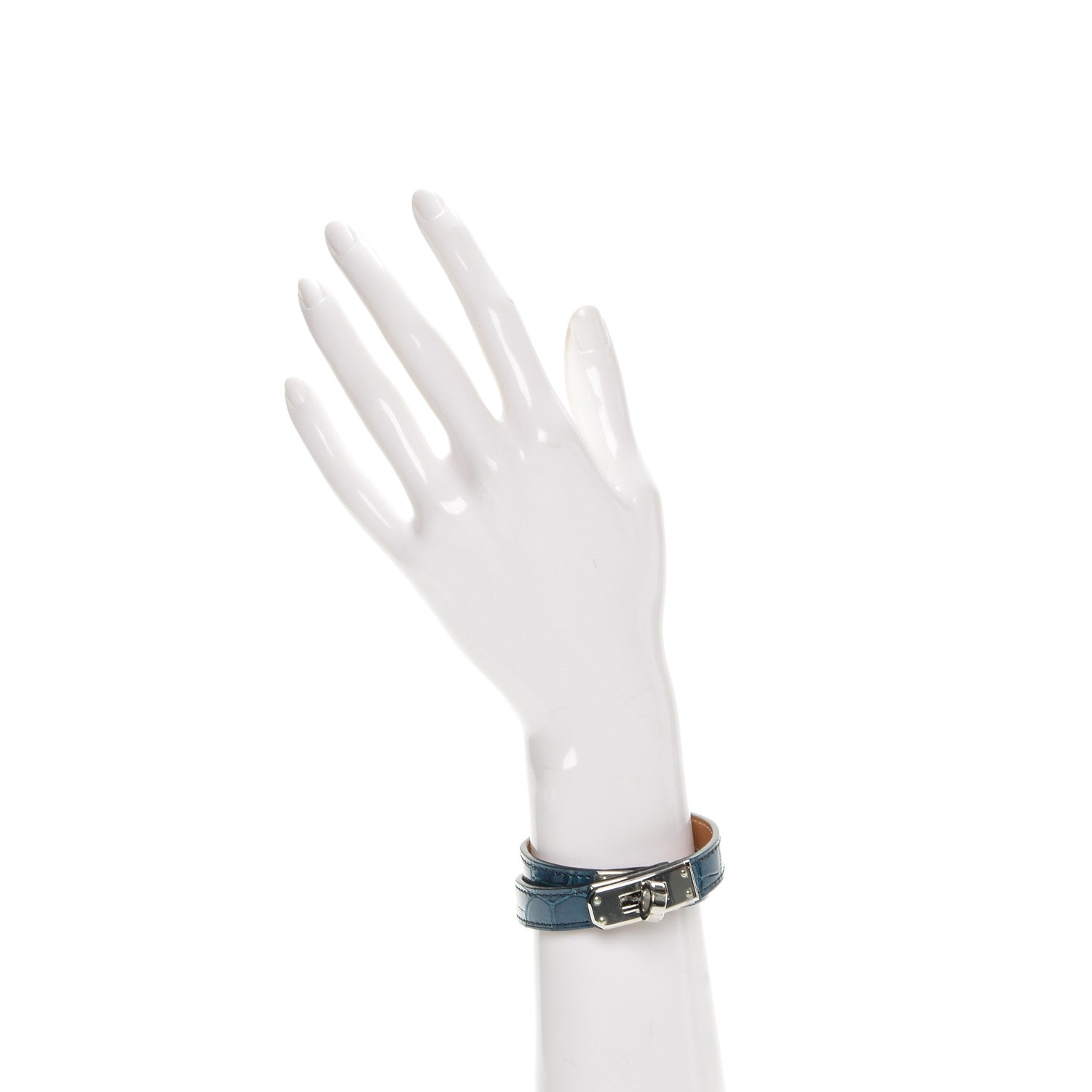 Hermes Shiny Alligator Kelly Double Tour Bracelet S Bleu Roi 2 of 7