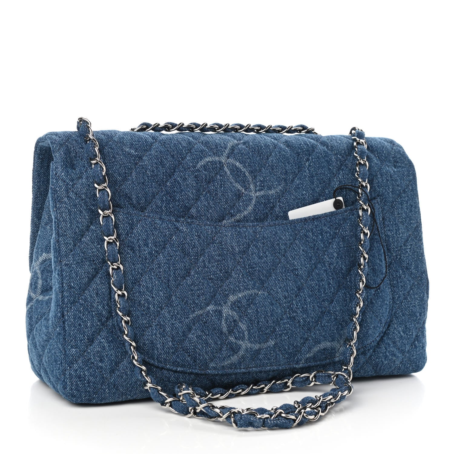 Chanel Denim Quilted CC Print Jumbo Single Flap Blue 2 of 8