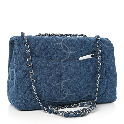 Chanel Denim Quilted CC Print Jumbo Single Flap Blue 2 of 8