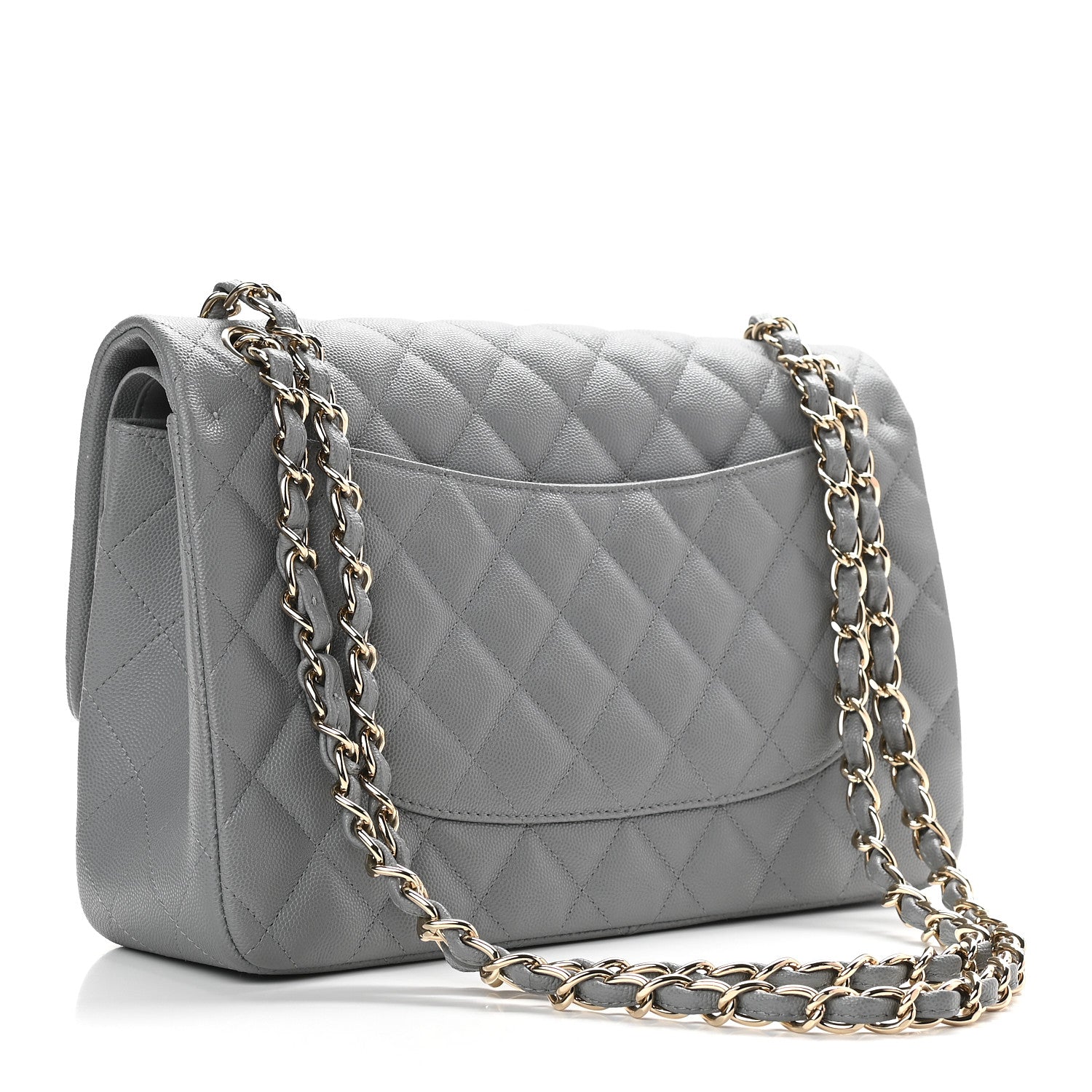 Chanel Caviar Quilted Jumbo Double Flap Grey 3 of 9