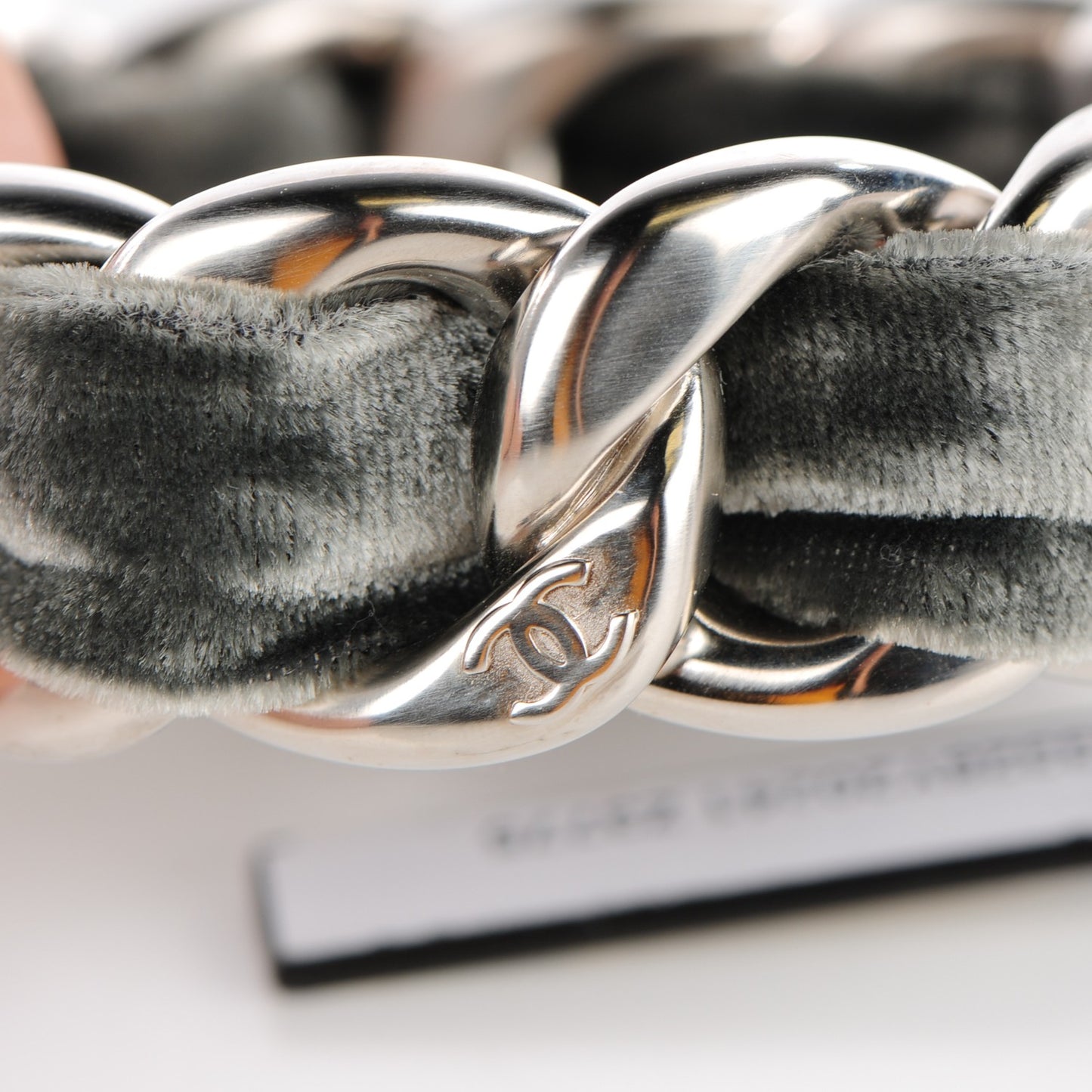 Velvet Chain Bangle Grey Silver