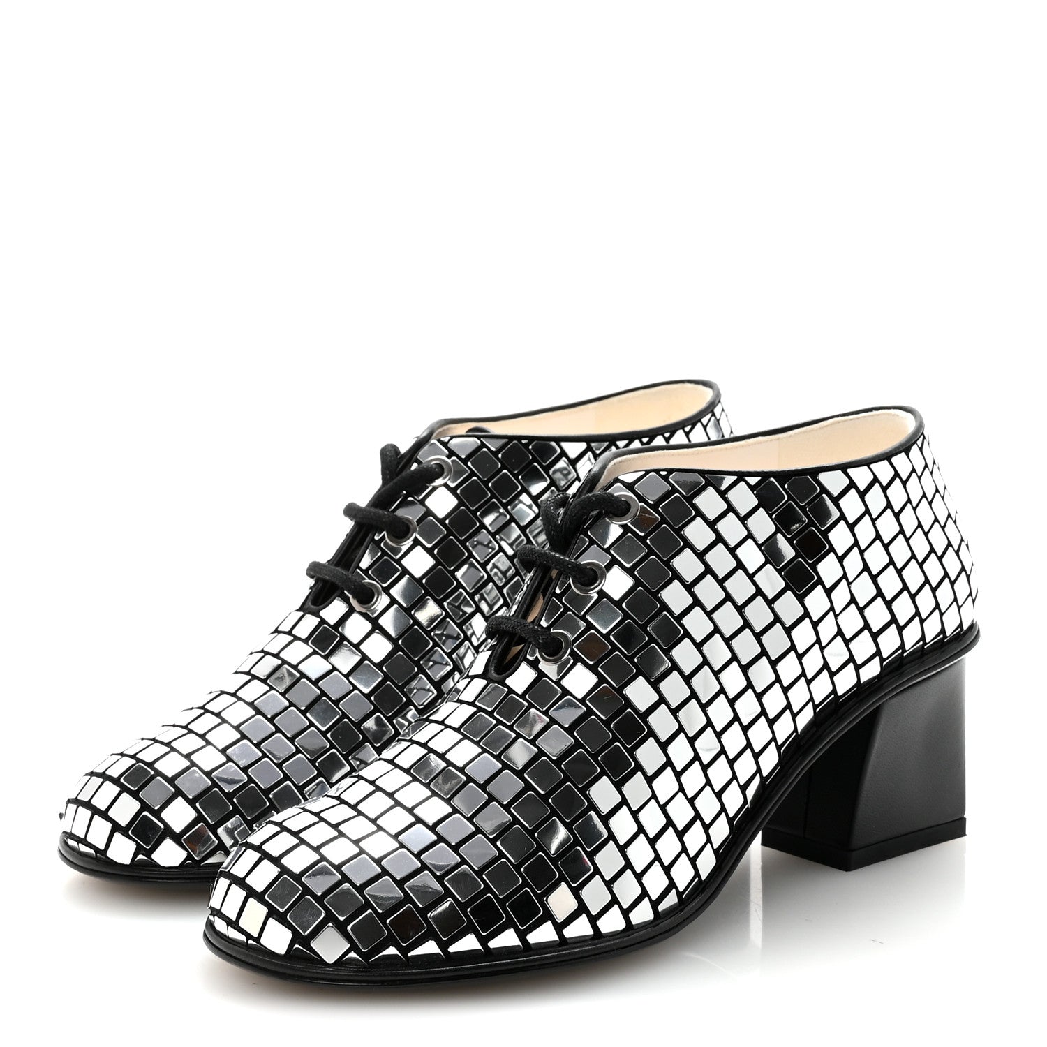 Chanel Mirror Facets Lace Up Boots 36.5 Silver 7 of 20