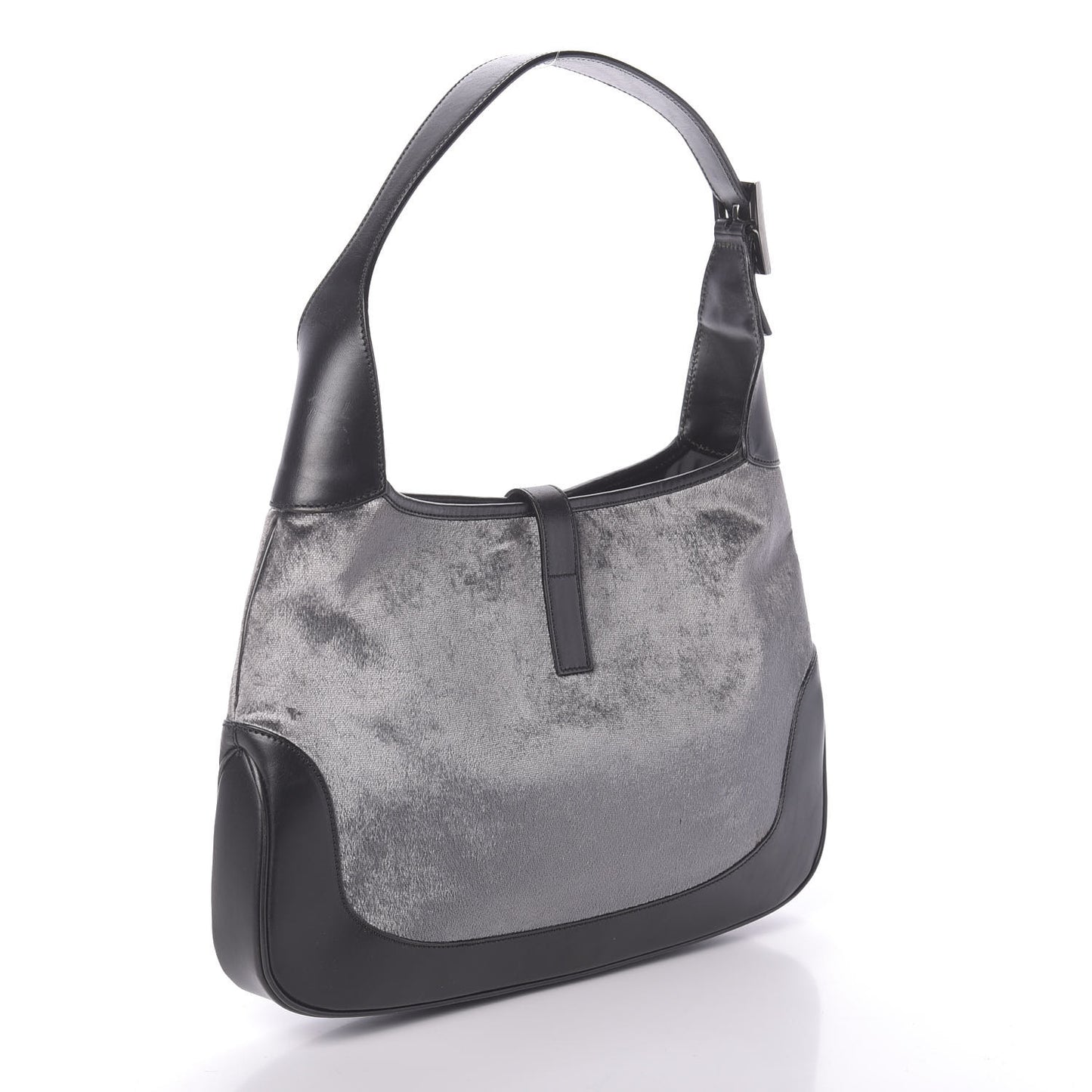 Velvet Calfskin Jackie O Hobo Grey Black