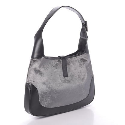 Gucci Velvet Calfskin Jackie O Hobo Grey Black 3 of 9