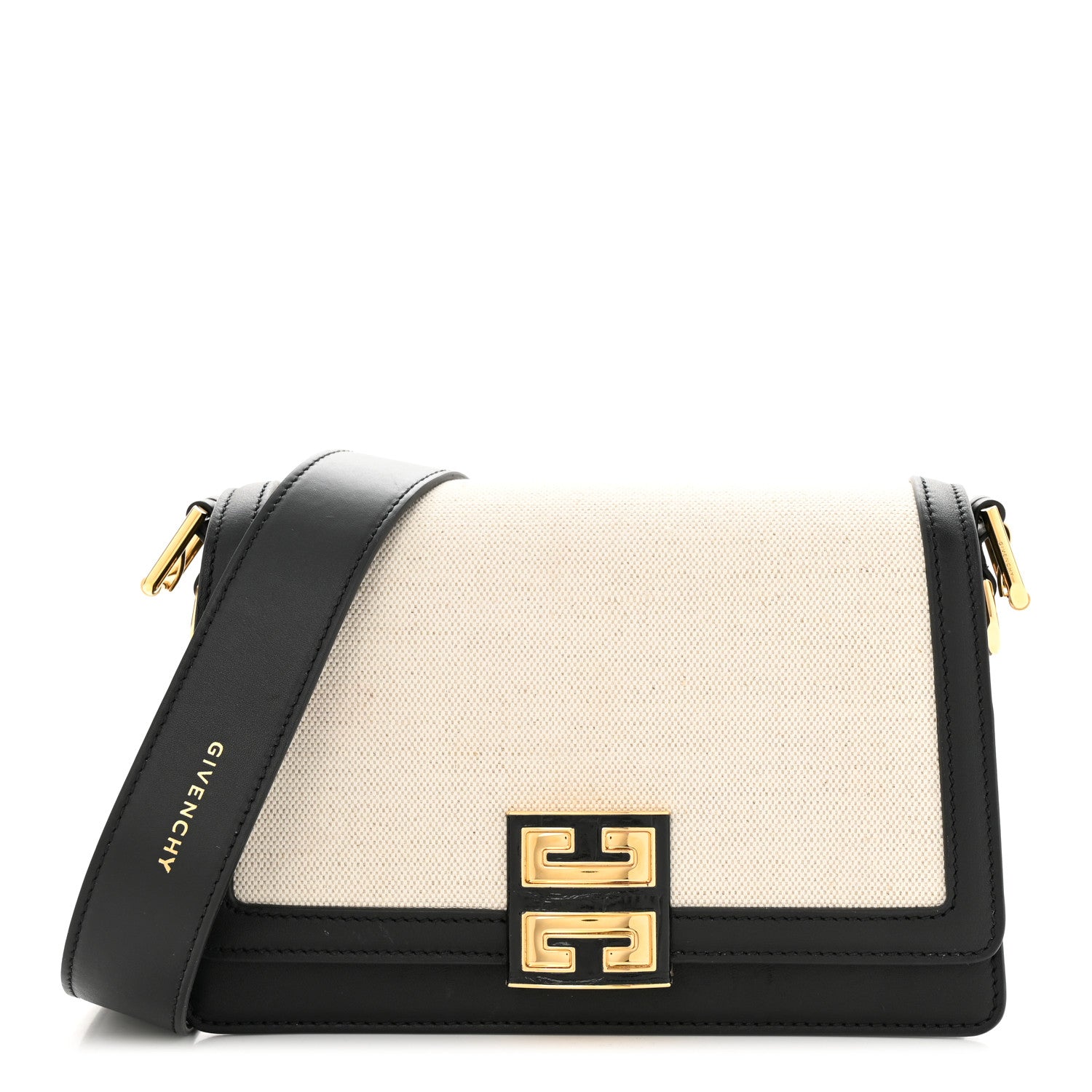 Givenchy Cotton Canvas Calfskin Medium 4G Crossbody Black Beige 1 of 11