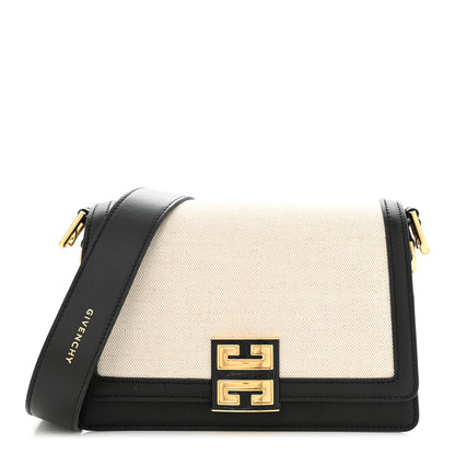 Givenchy Cotton Canvas Calfskin Medium 4G Crossbody Black Beige 1 of 11