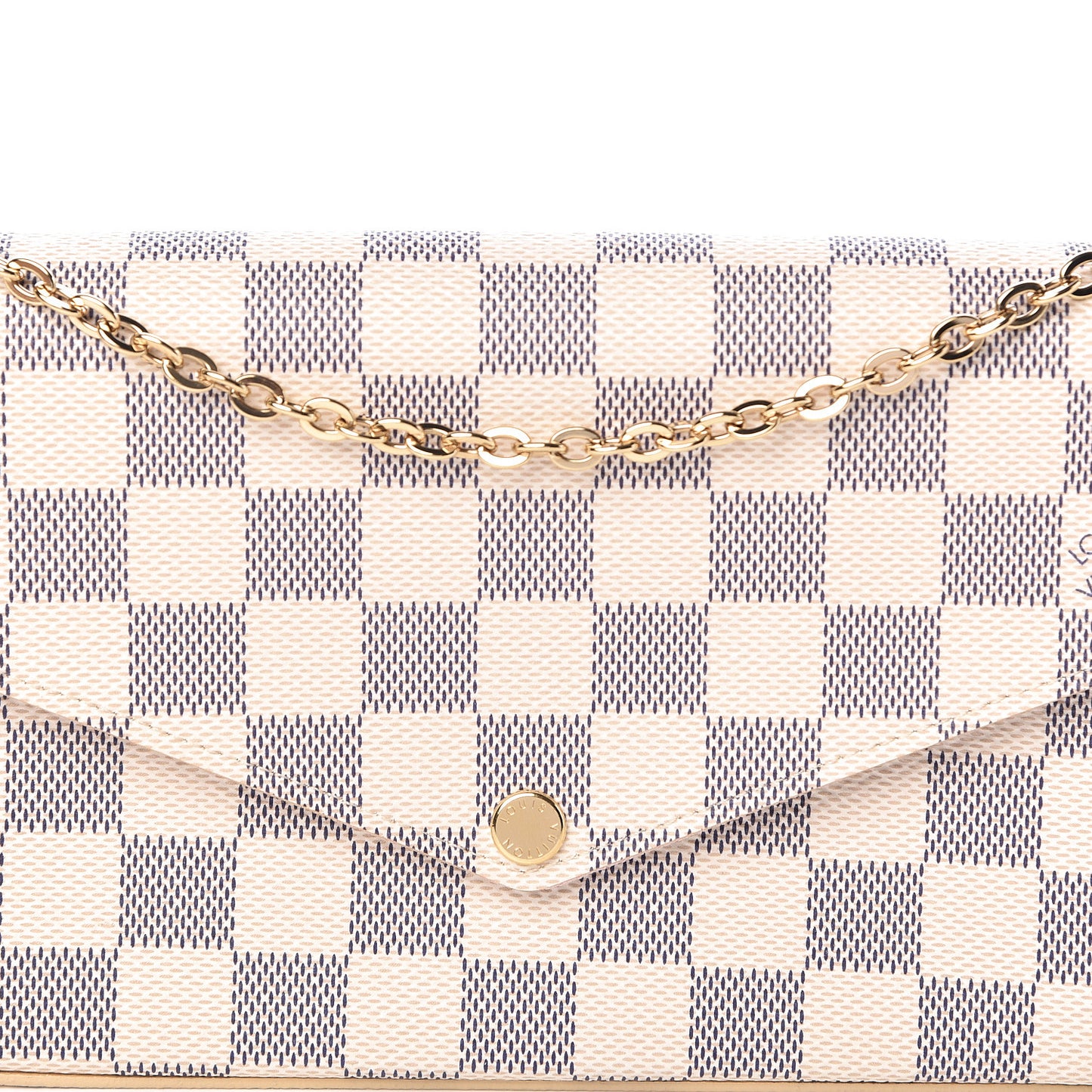 Damier Azur Pochette Felicie Chain Wallet Rose Ballerine