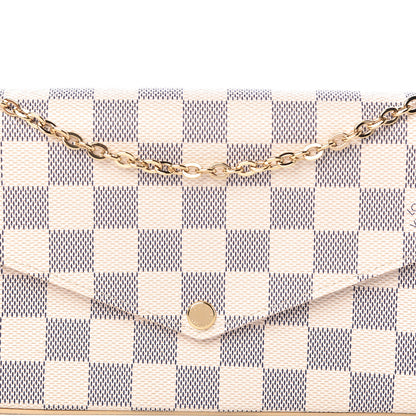 Louis Vuitton Damier Azur Pochette Felicie Chain Wallet Rose Ballerine 10 of 13