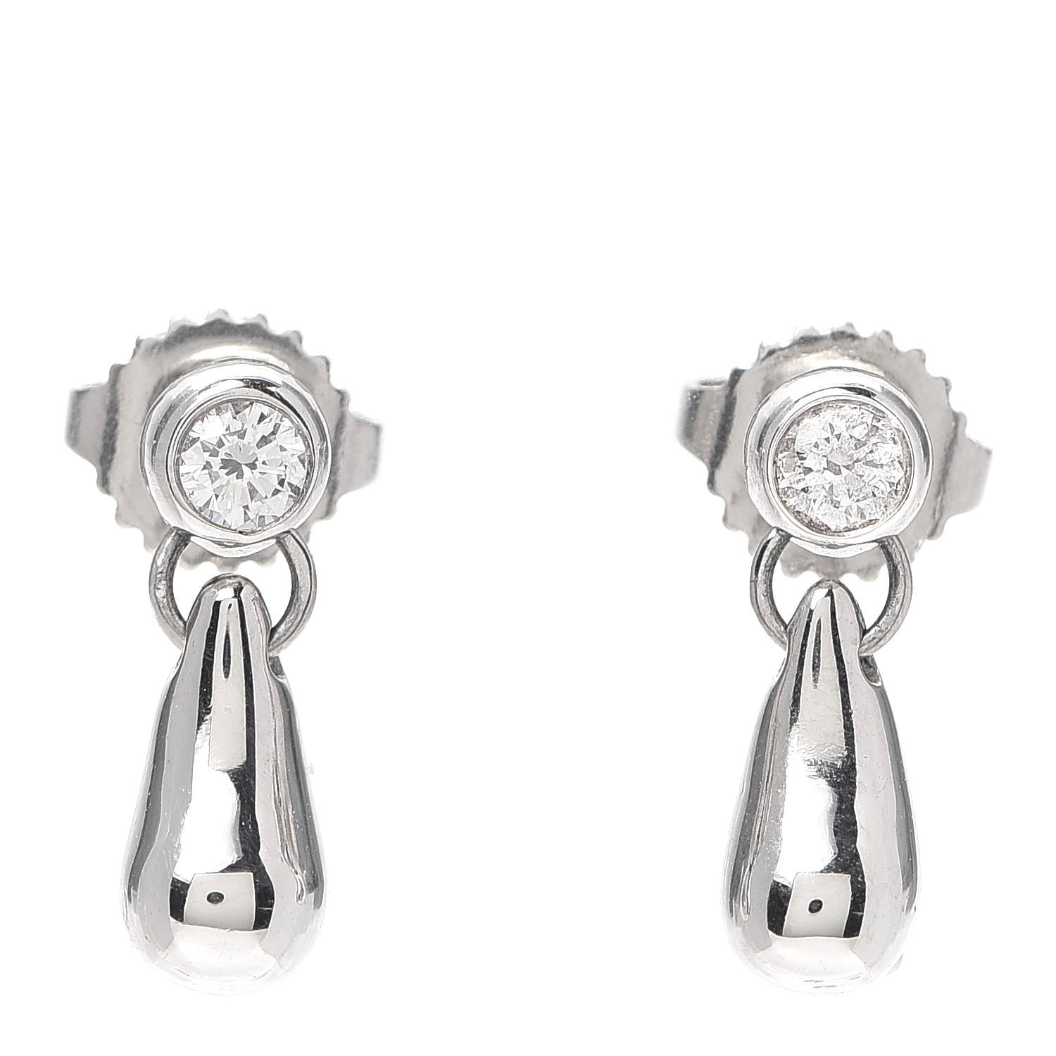 Tiffany Platinum Diamond Elsa Peretti Teardrop Earrings 1 of 6