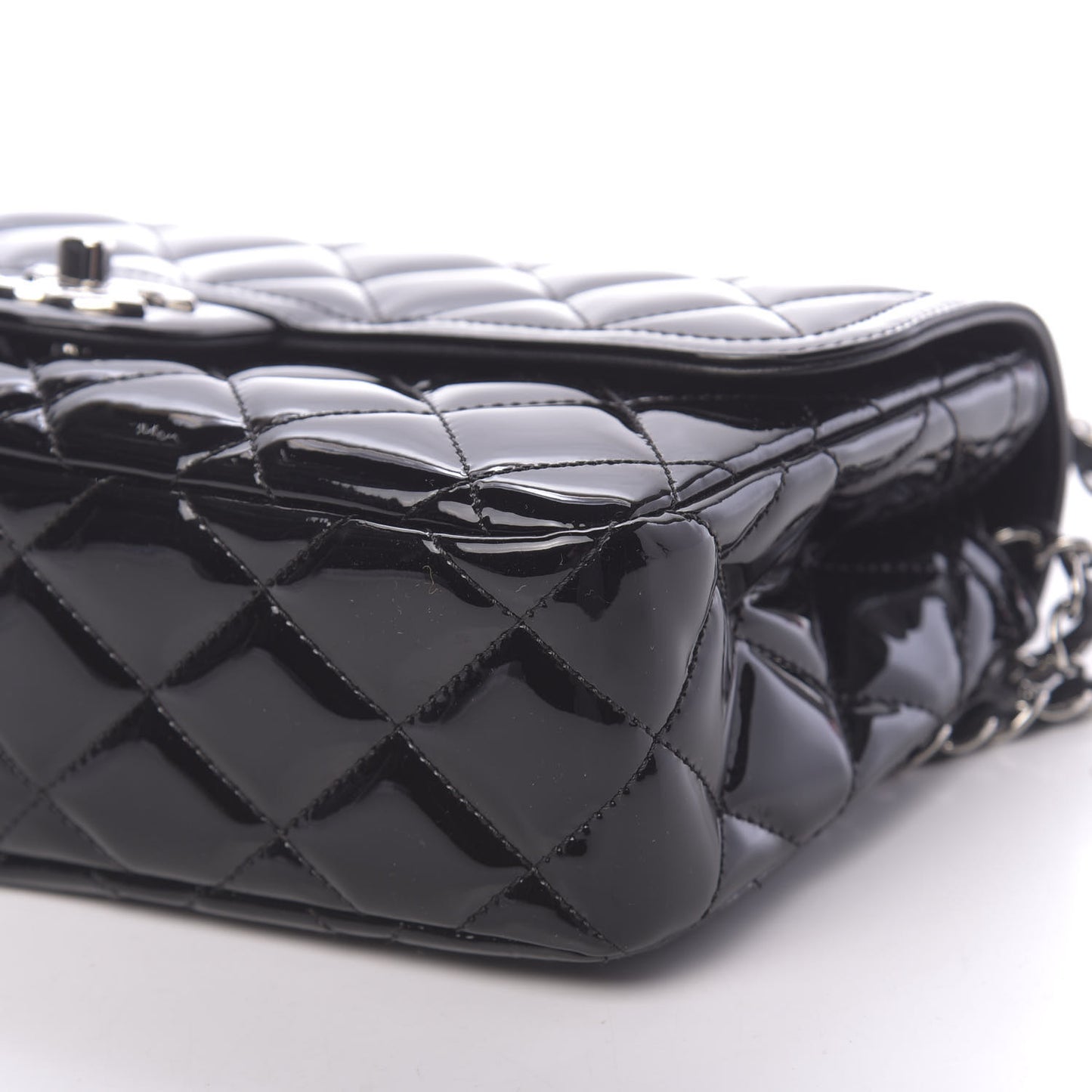 Patent Quilted Large Coco Shine Flap Black