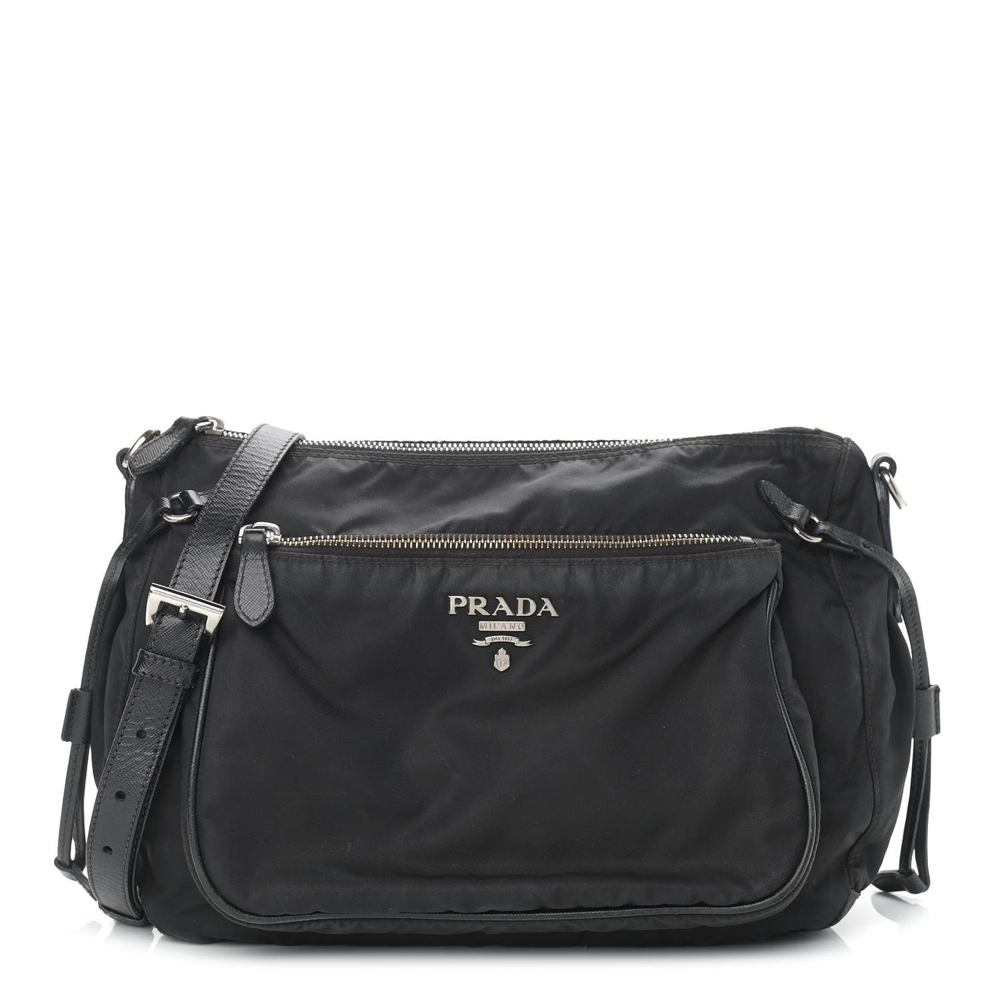 Saffiano Tessuto Nylon Crossbody Bag Black