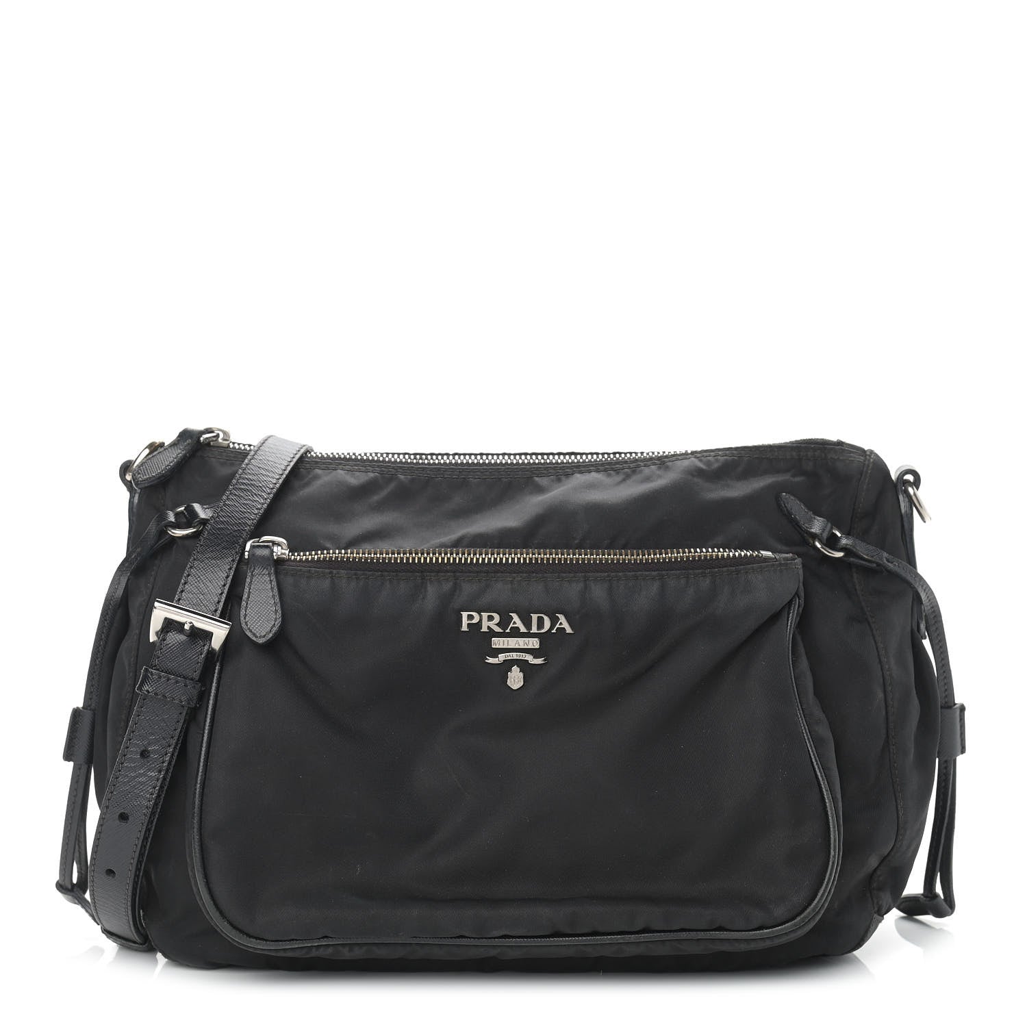 Prada Saffiano Tessuto Nylon Crossbody Bag Black 1 of 18