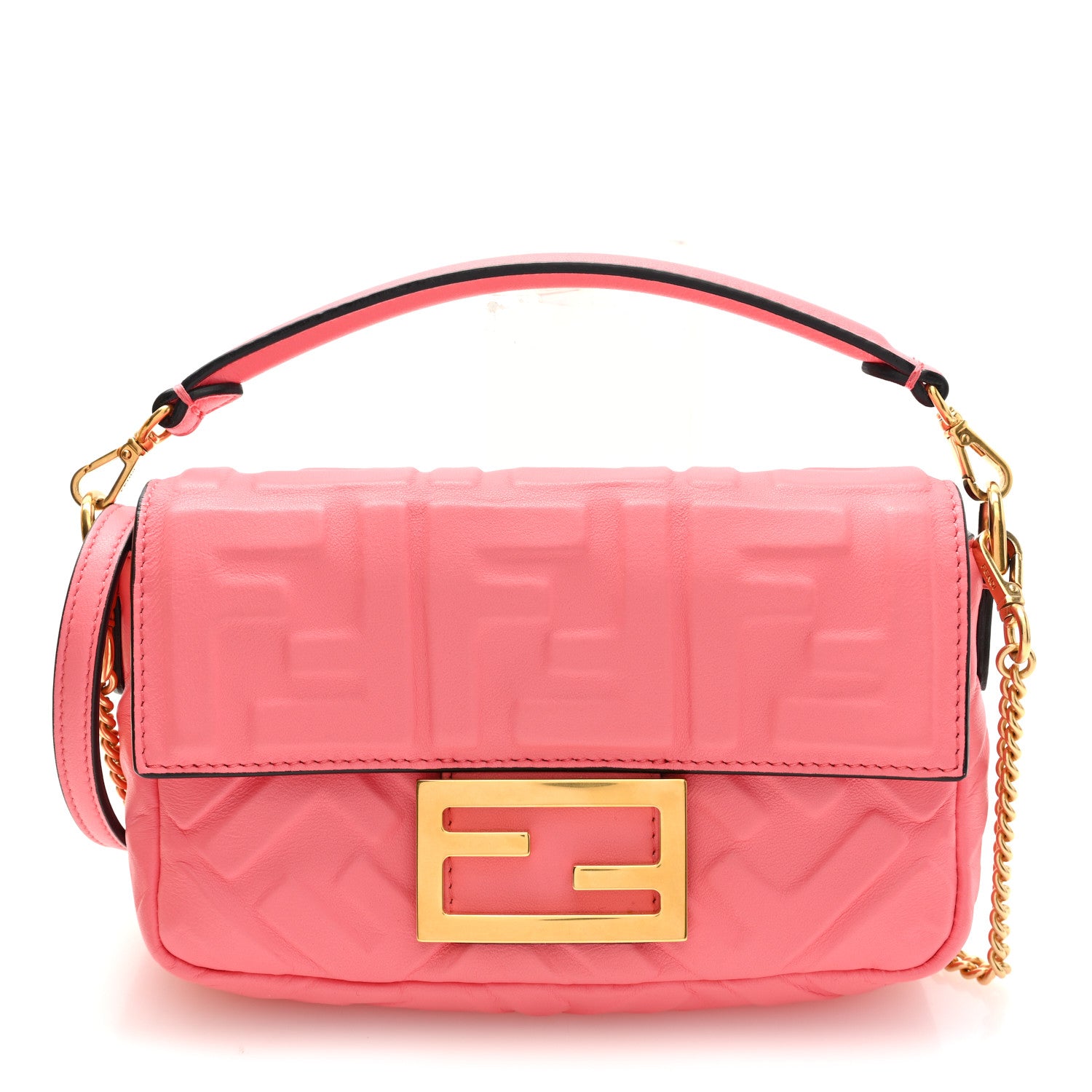 Fendi Nappa FF 1974 Embossed Mini Baguette Pink Dalia 1776427