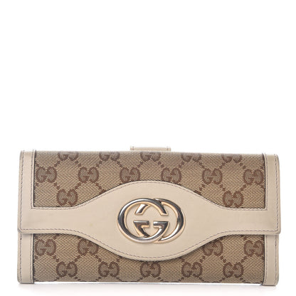 Gucci Monogram Margaux Calfskin Sukey Continental Organizer Wallet Beige Ebony Mystic White 1 of 16