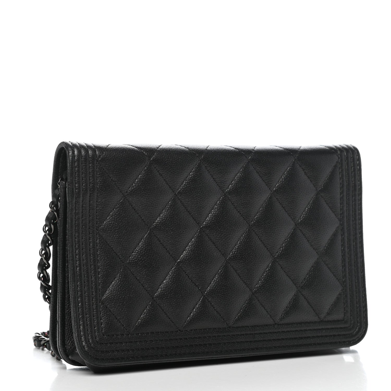 Chanel Caviar Quilted Boy Wallet On Chain WOC So Black 2 of 13