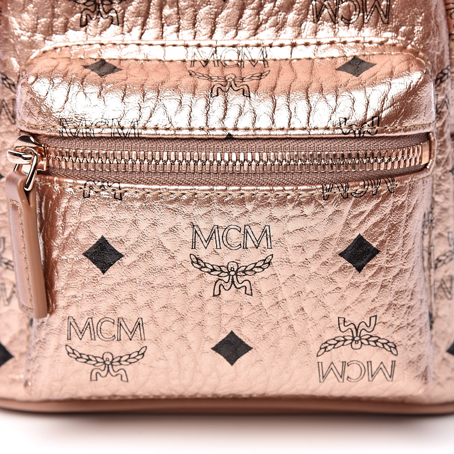 MCM Metallic Visetos Studded X-Mini Bebe Boo Backpack Champagne Gold 10 of 10